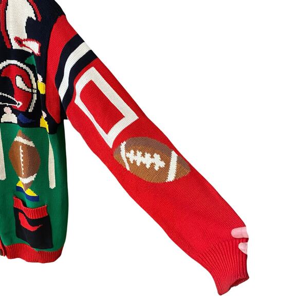 Vintage Jack B. Quick Football Cardigan Sweater 80s Sports Knit Medium hong kong - Picture 11 of 11